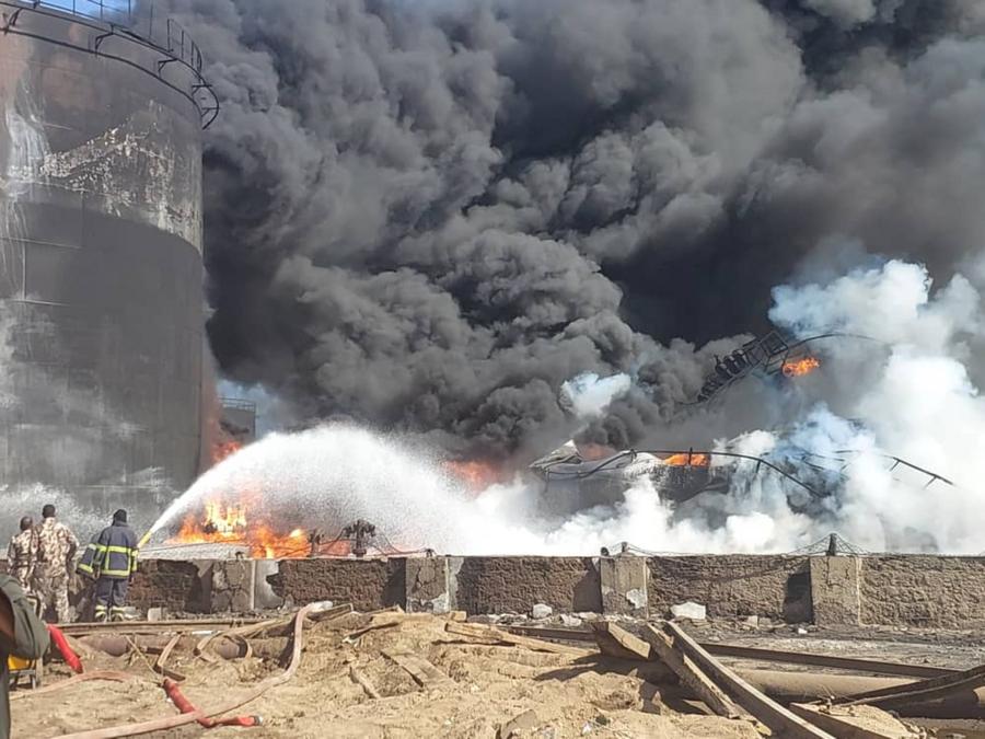 Fuel depots fire under control, power gradually restored after Port Sudan drone attacks