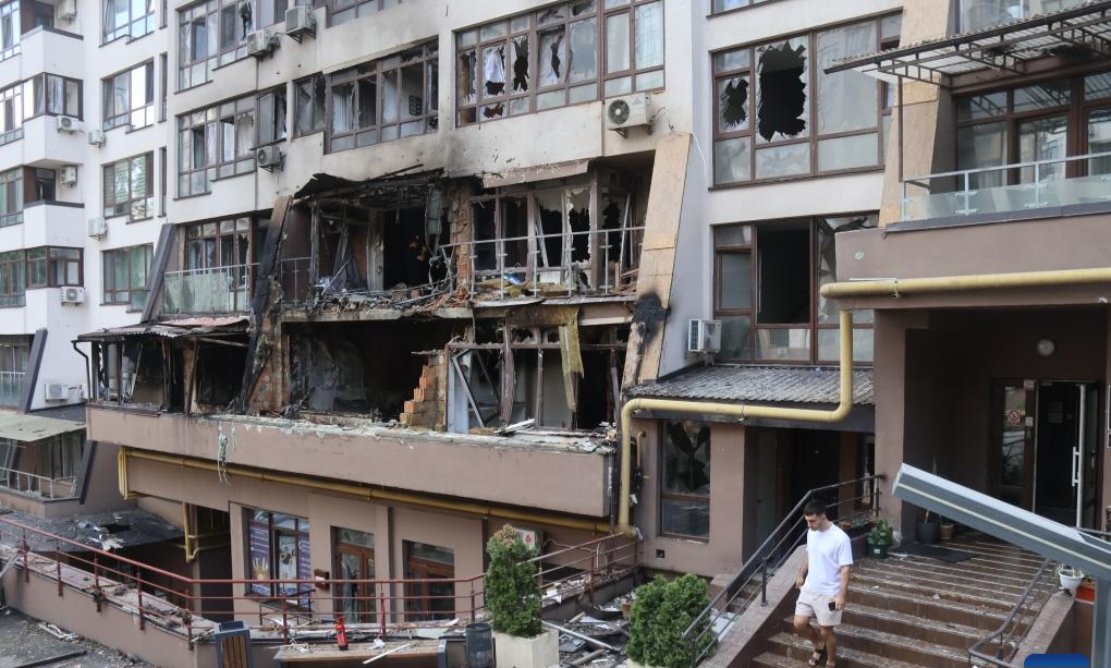 Aftermath of Russian missile and drone strikes on Kiev