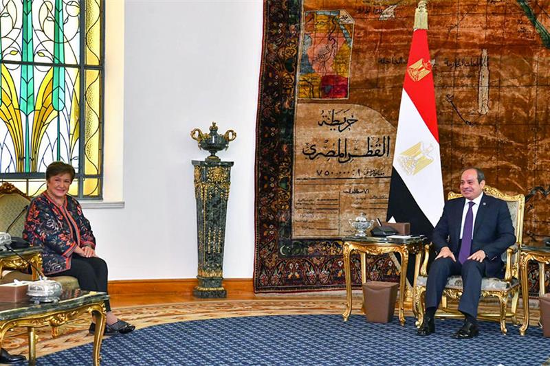 Egypt prioritizes easing pressures on citizens by combating inflation, rising prices: El-Sisi to IMF director