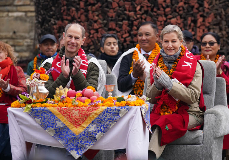 Edward and Sophie receive warm welcome from Nepali village on last day of tour