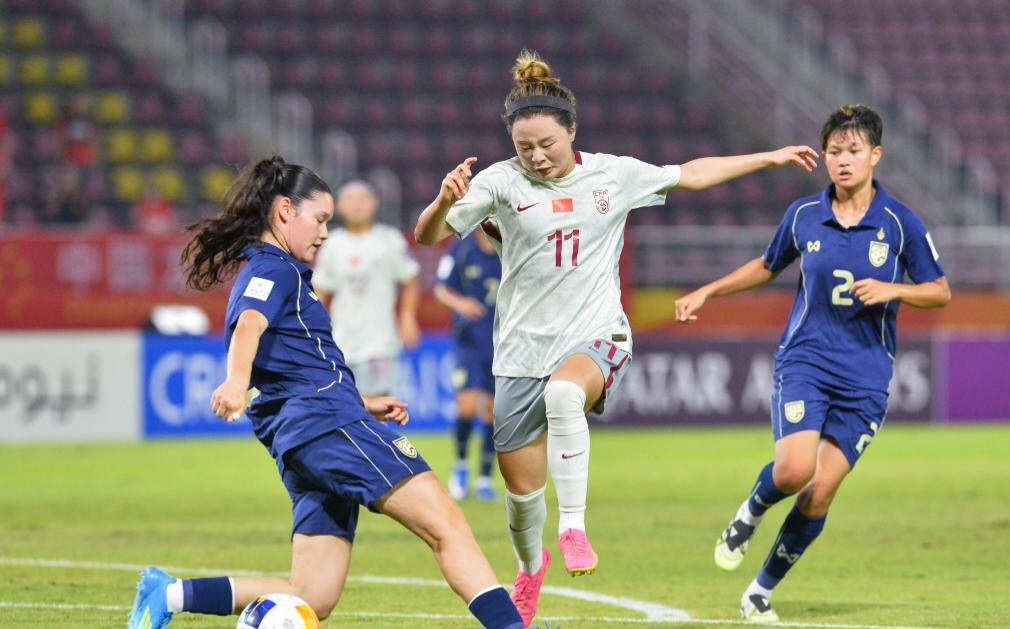 China beats Thailand to claim top spot in Group A at AFC U20 Women's Asian Cup